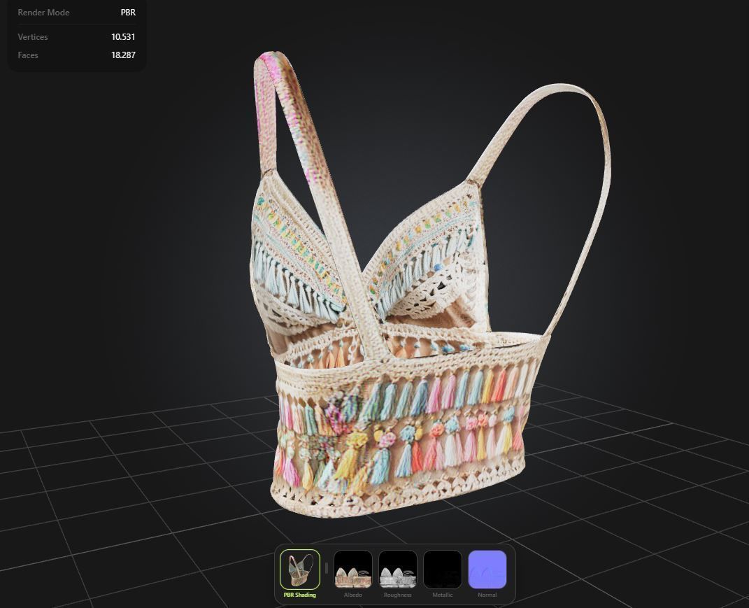 Boho Top PBR 4k Low-poly 3D model_1