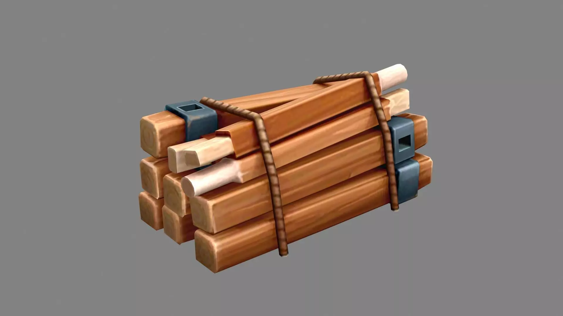 A bundle of wood - Cartoon Woodpile Low-poly 3D model_0