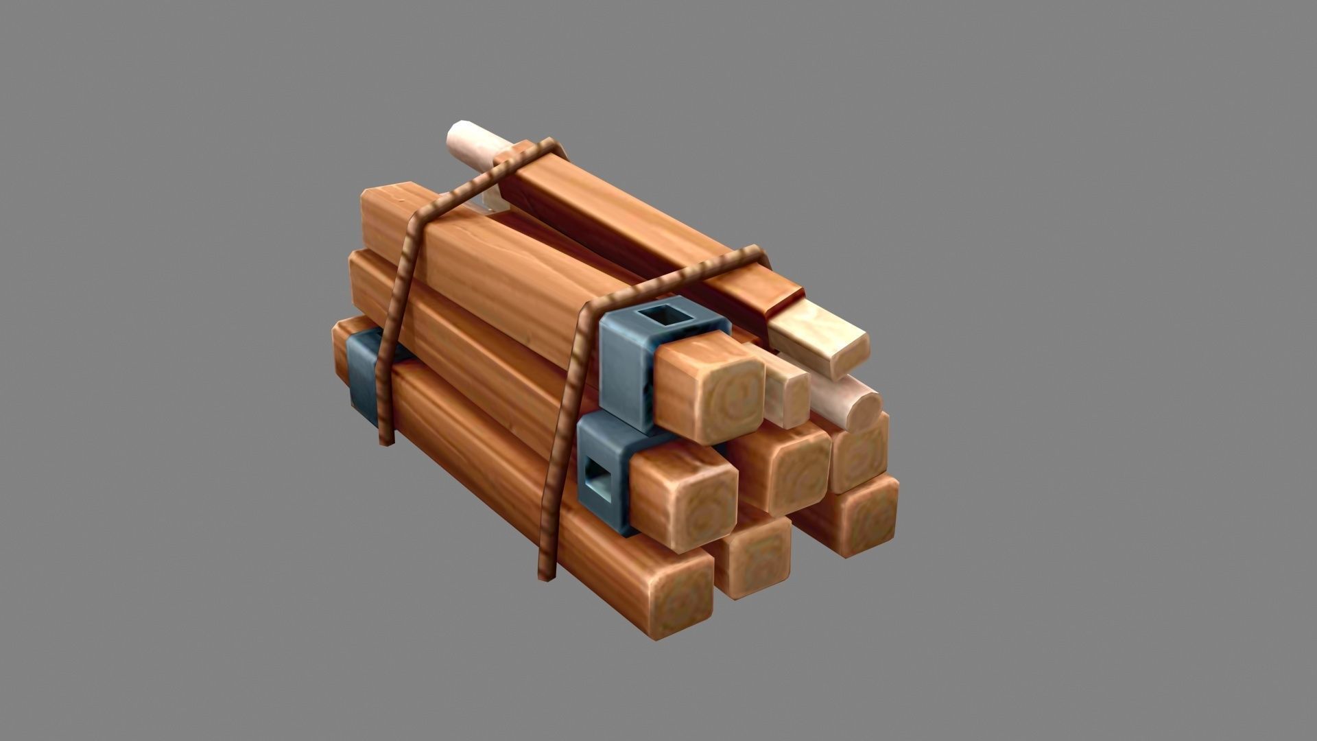 A bundle of wood - Cartoon Woodpile Low-poly 3D model_3