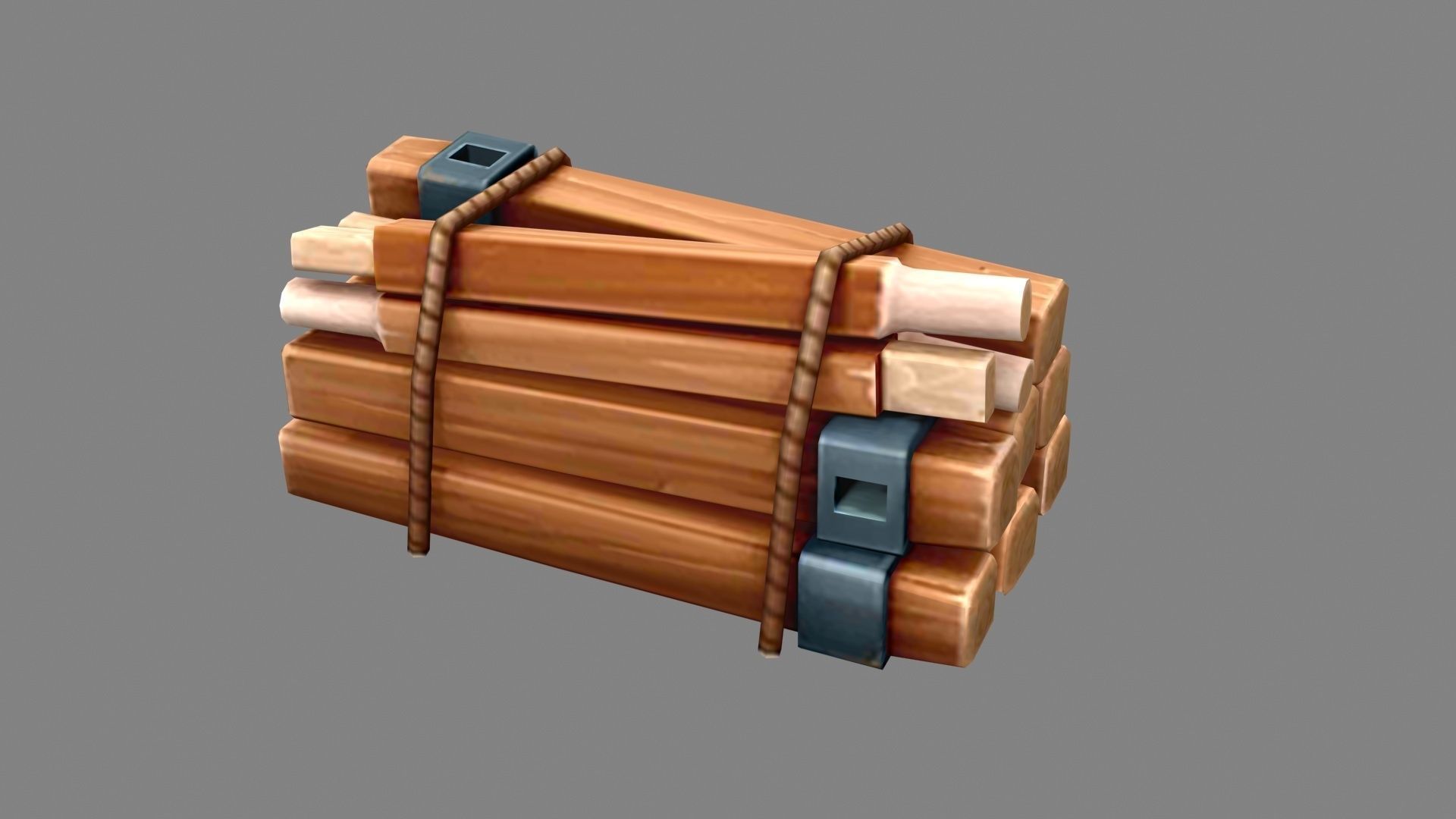 A bundle of wood - Cartoon Woodpile Low-poly 3D model_1