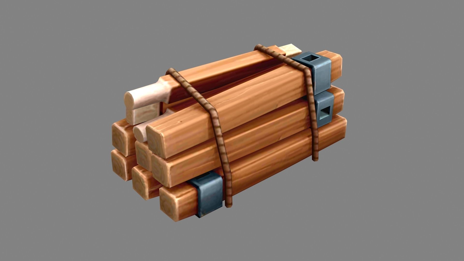 A bundle of wood - Cartoon Woodpile Low-poly 3D model_2