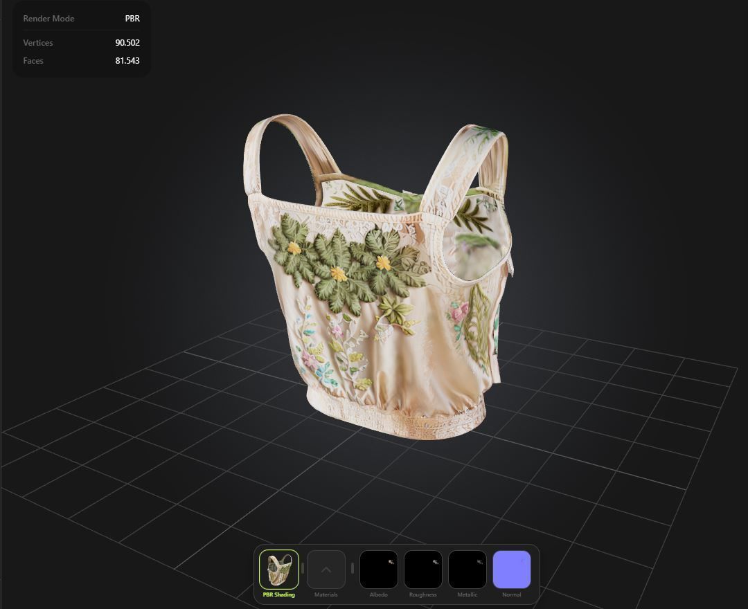 Floral Top PBR 4k  Low-poly 3D model_1