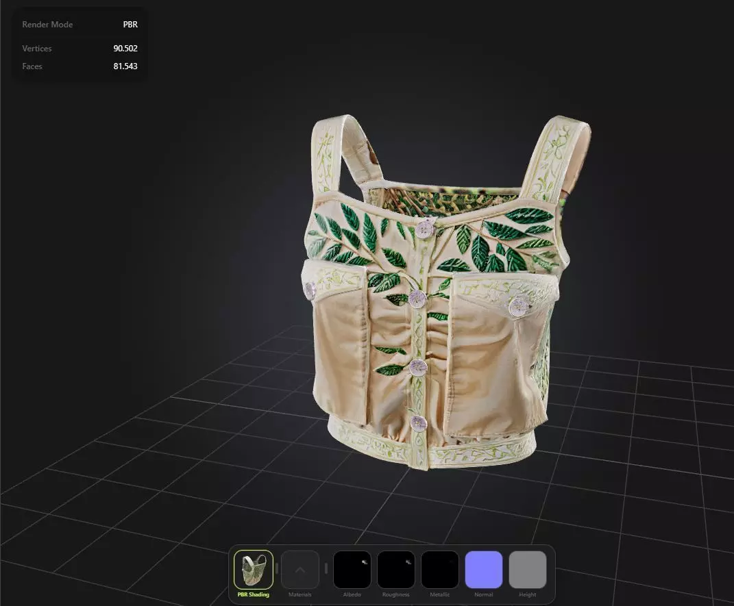 Floral Top PBR 4k Low-poly 3D model_0