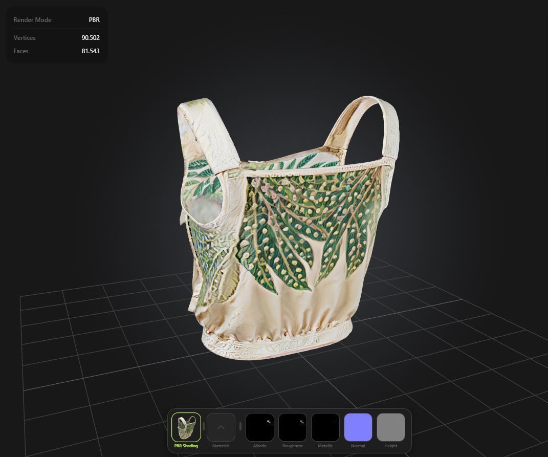 Floral Top PBR 4k Low-poly 3D model_1