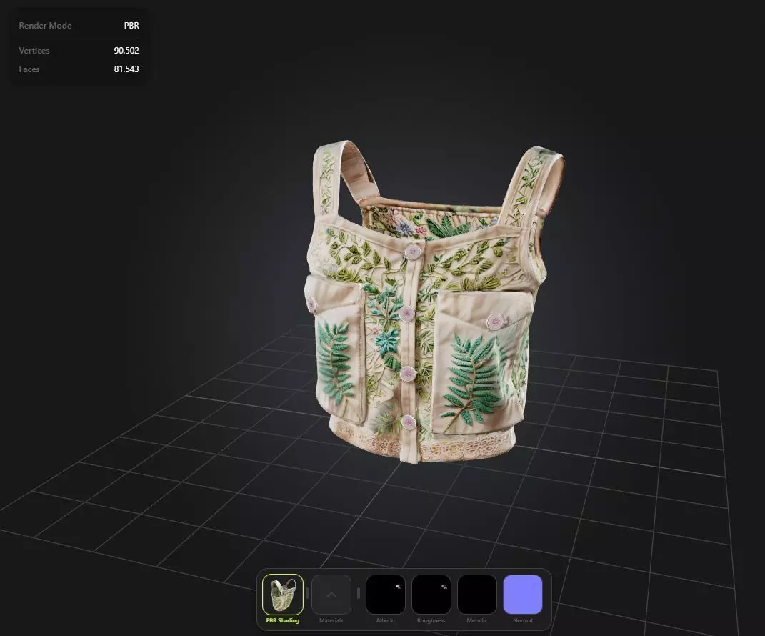 Floral Top PBR 4k Low-poly 3D model