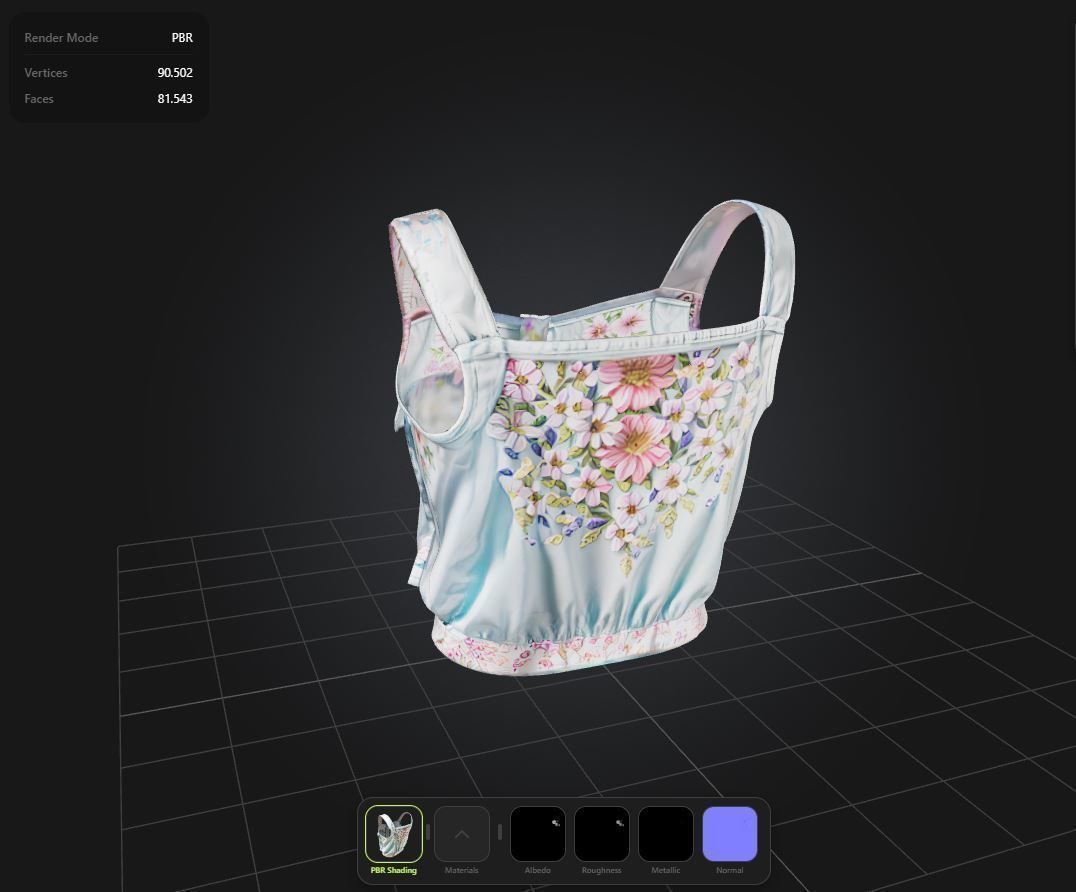 Floral Top PBR 4k  Low-poly 3D model_1