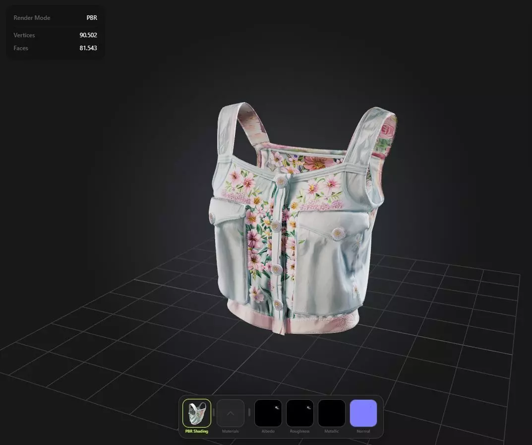 Floral Top PBR 4k  Low-poly 3D model_0