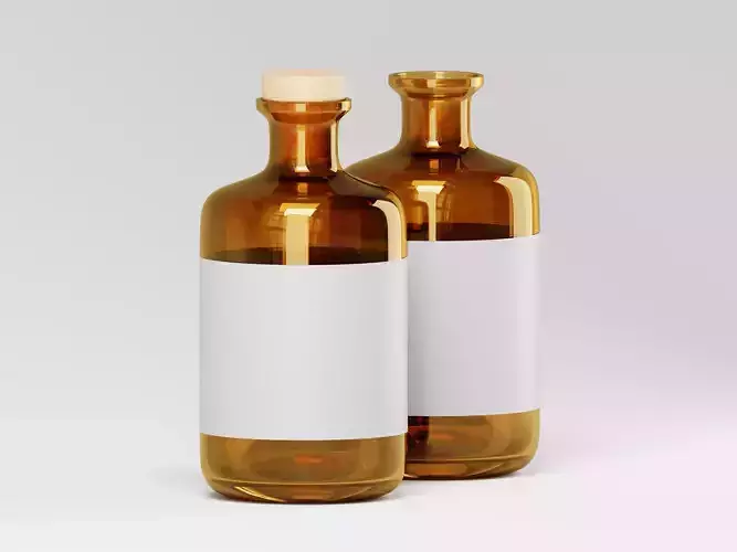 Amber Glass Bottle 3D Model