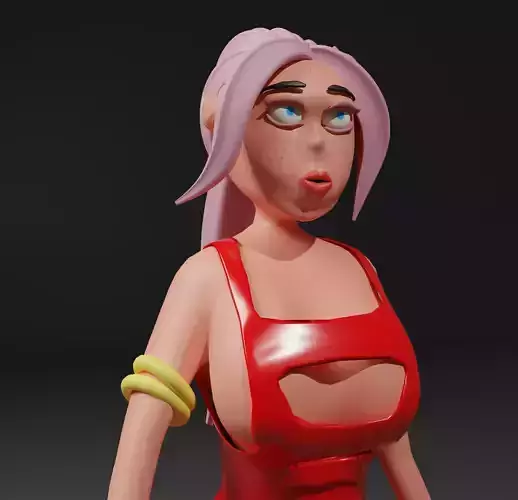 3d Woman pink hair
