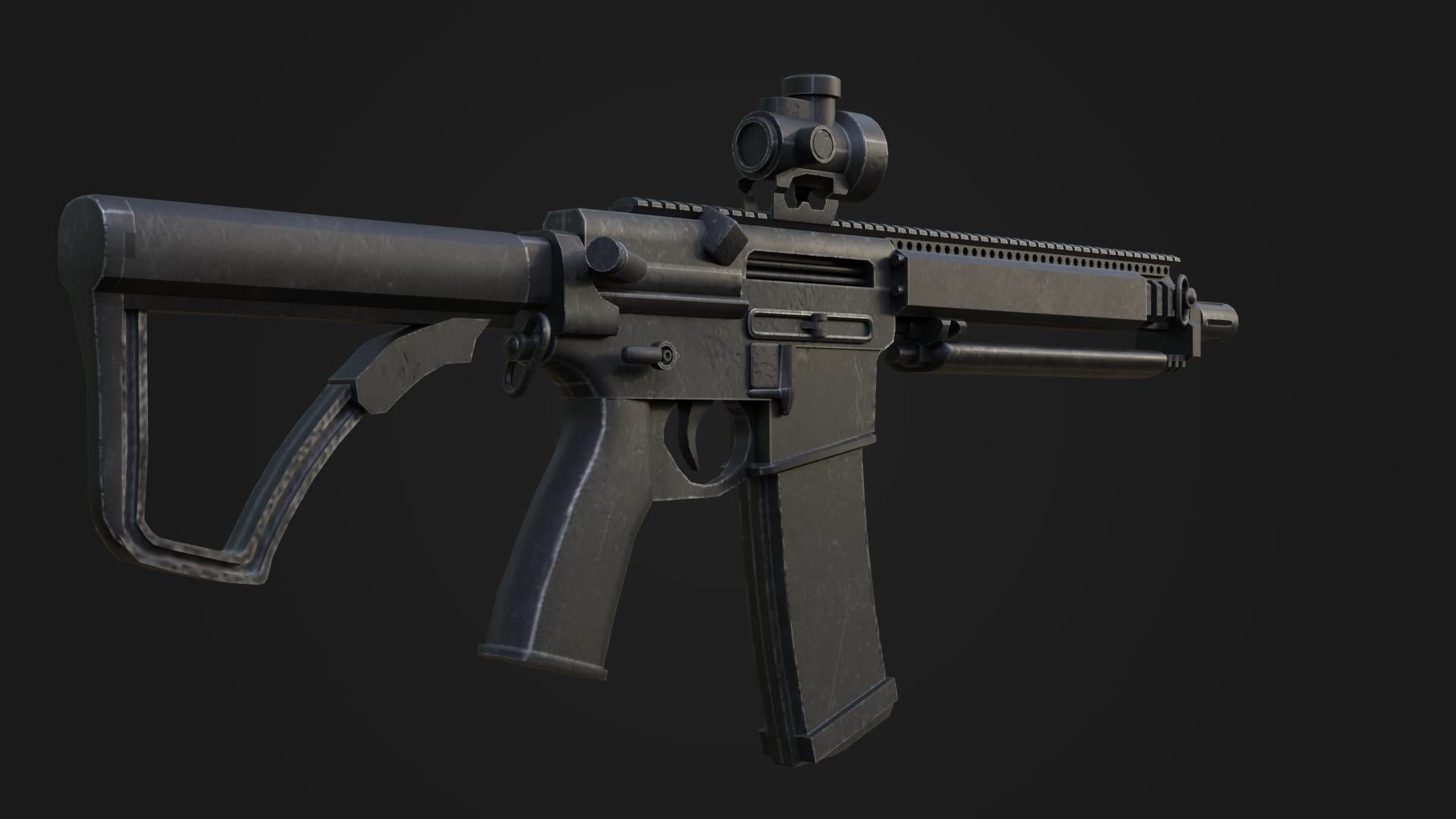 AR15 223 Rifle Game Ready Low-poly 3D model_1