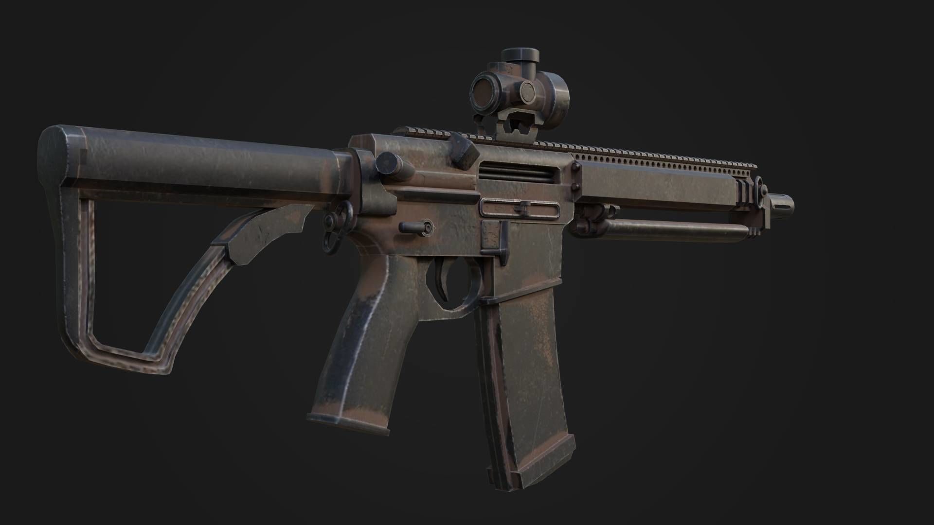 AR15 223 Rifle Game Ready Low-poly 3D model_8