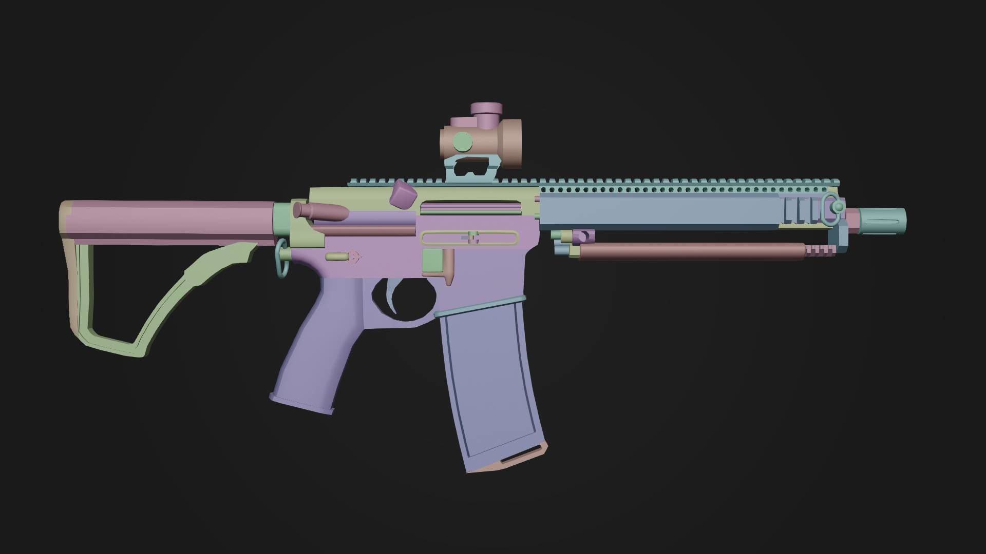 AR15 223 Rifle Game Ready Low-poly 3D model_4