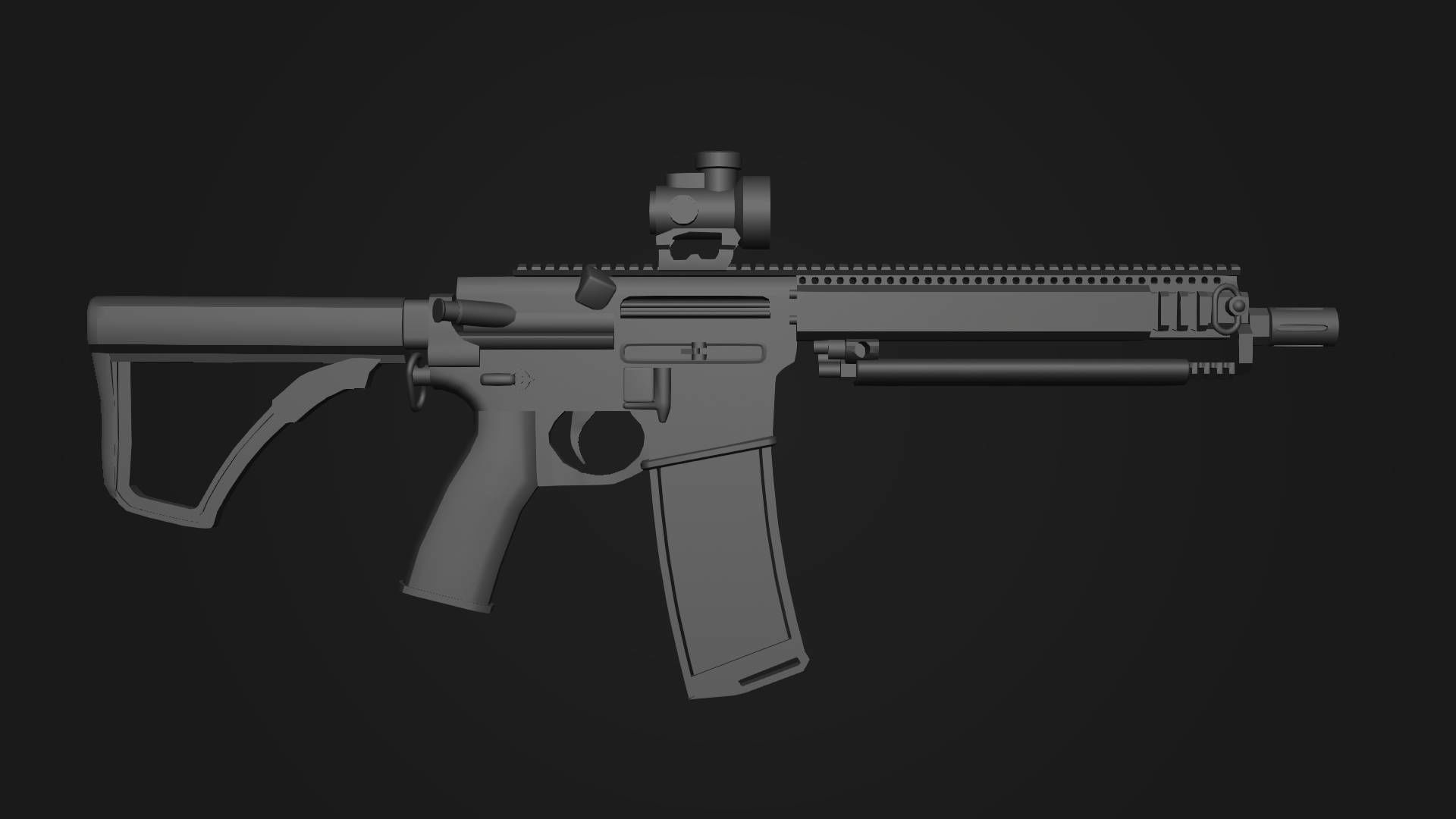 AR15 223 Rifle Game Ready Low-poly 3D model_3