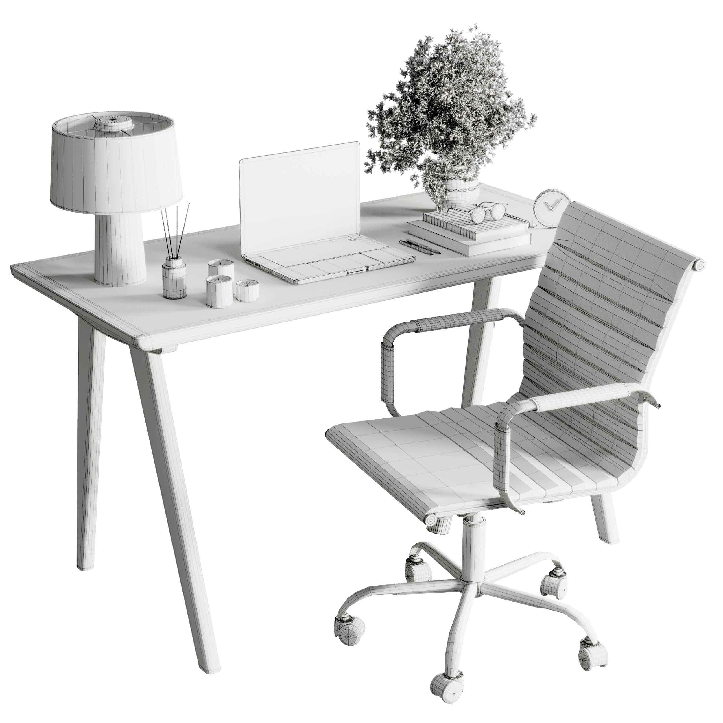 Workplace - Home offfice set - office furniture 40 3D model_4