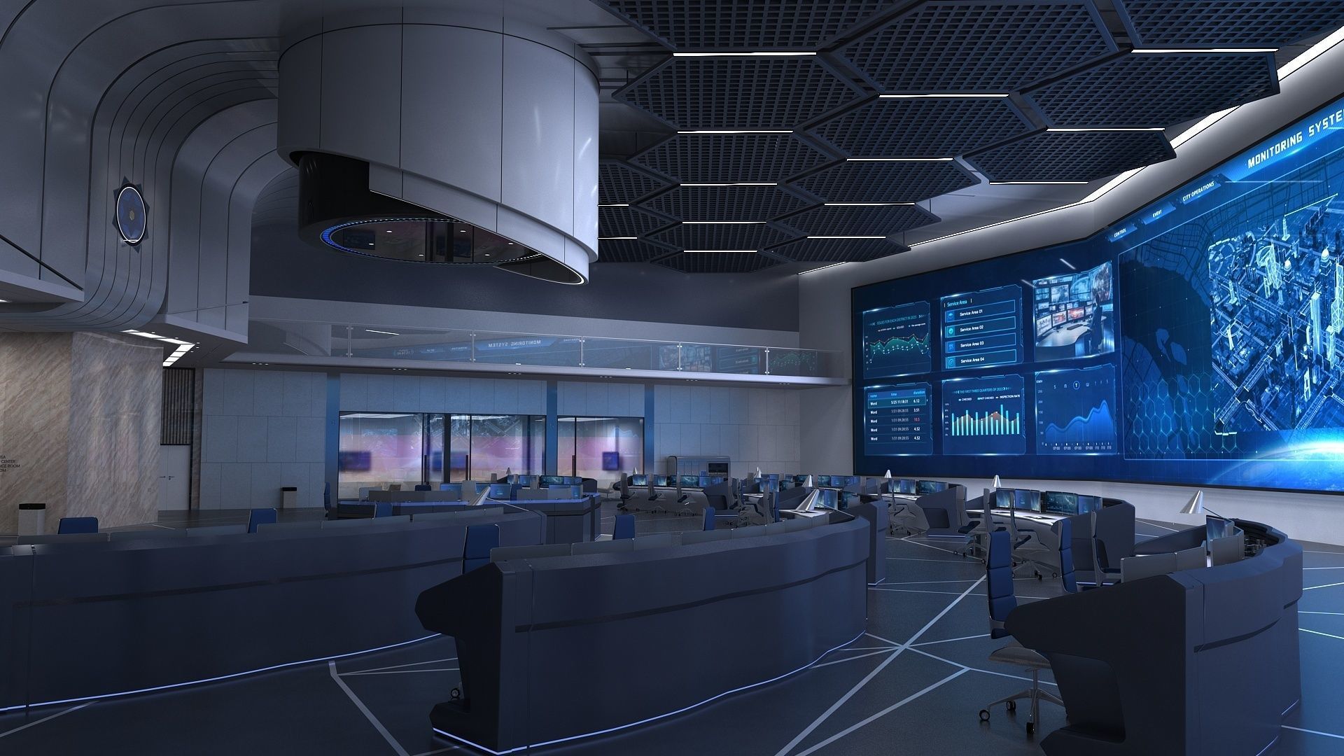 Monitoring room command center 3D model_1