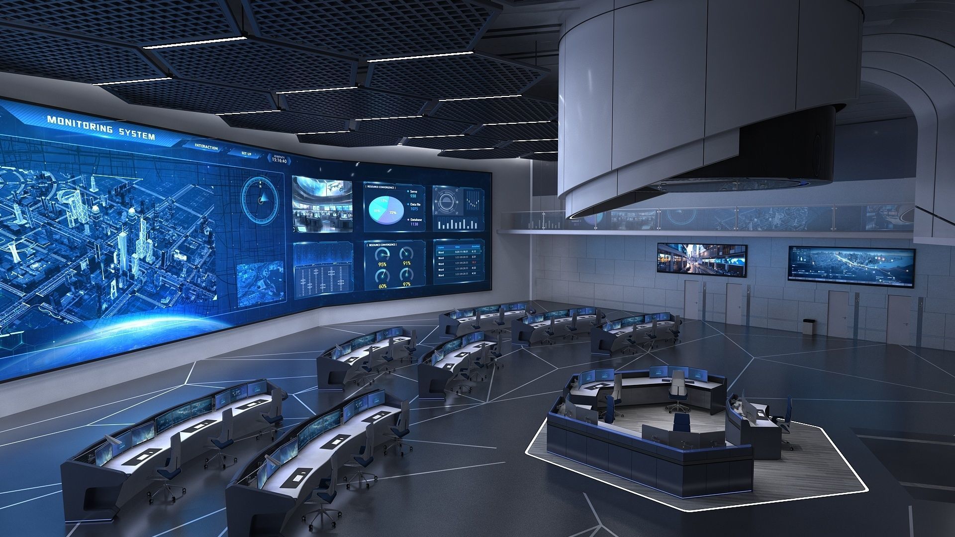 Monitoring room command center 3D model_6