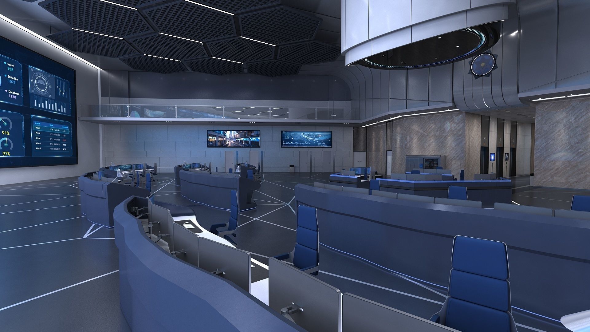 Monitoring room command center 3D model_4