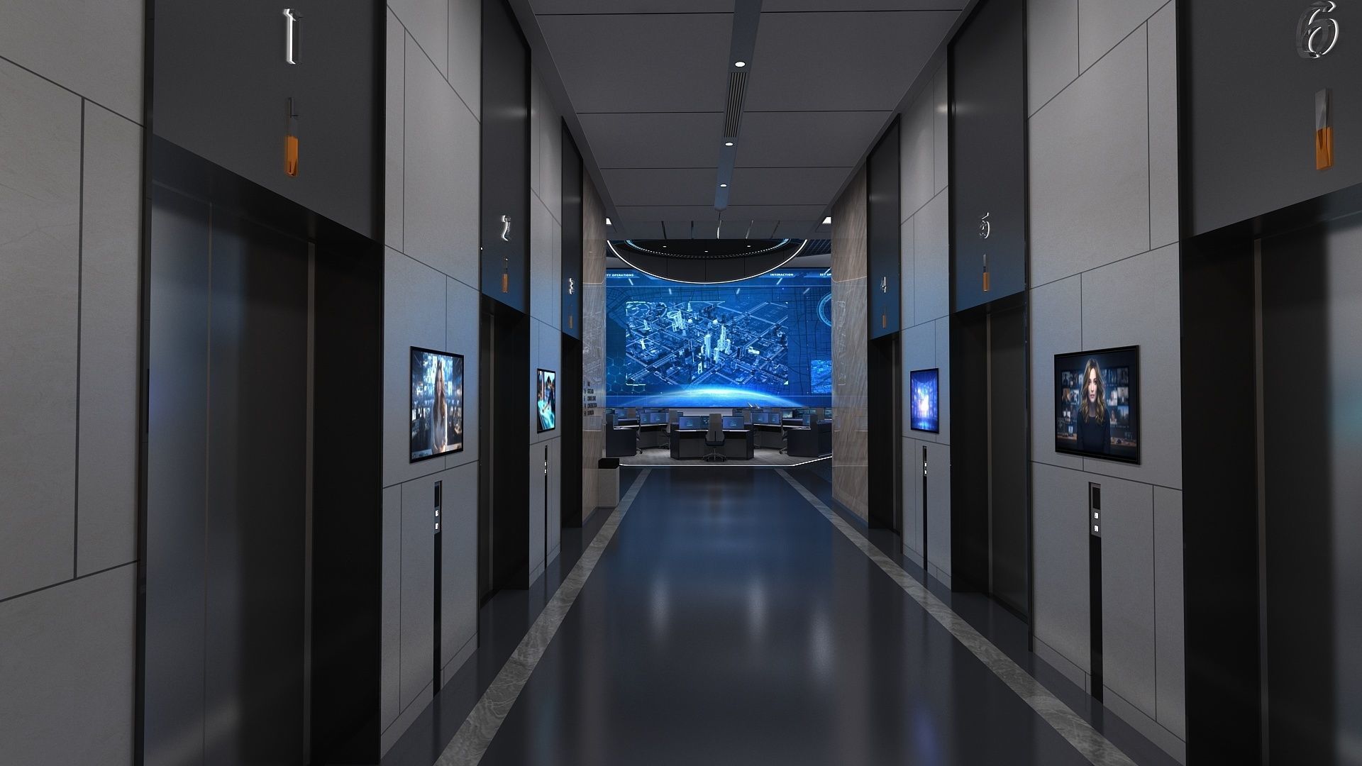 Monitoring room command center 3D model_12