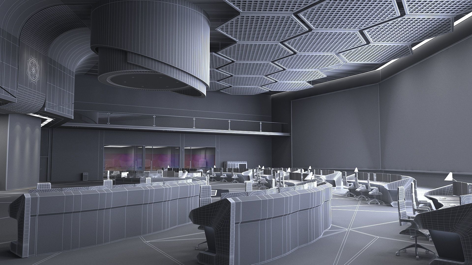 Monitoring room command center 3D model_13