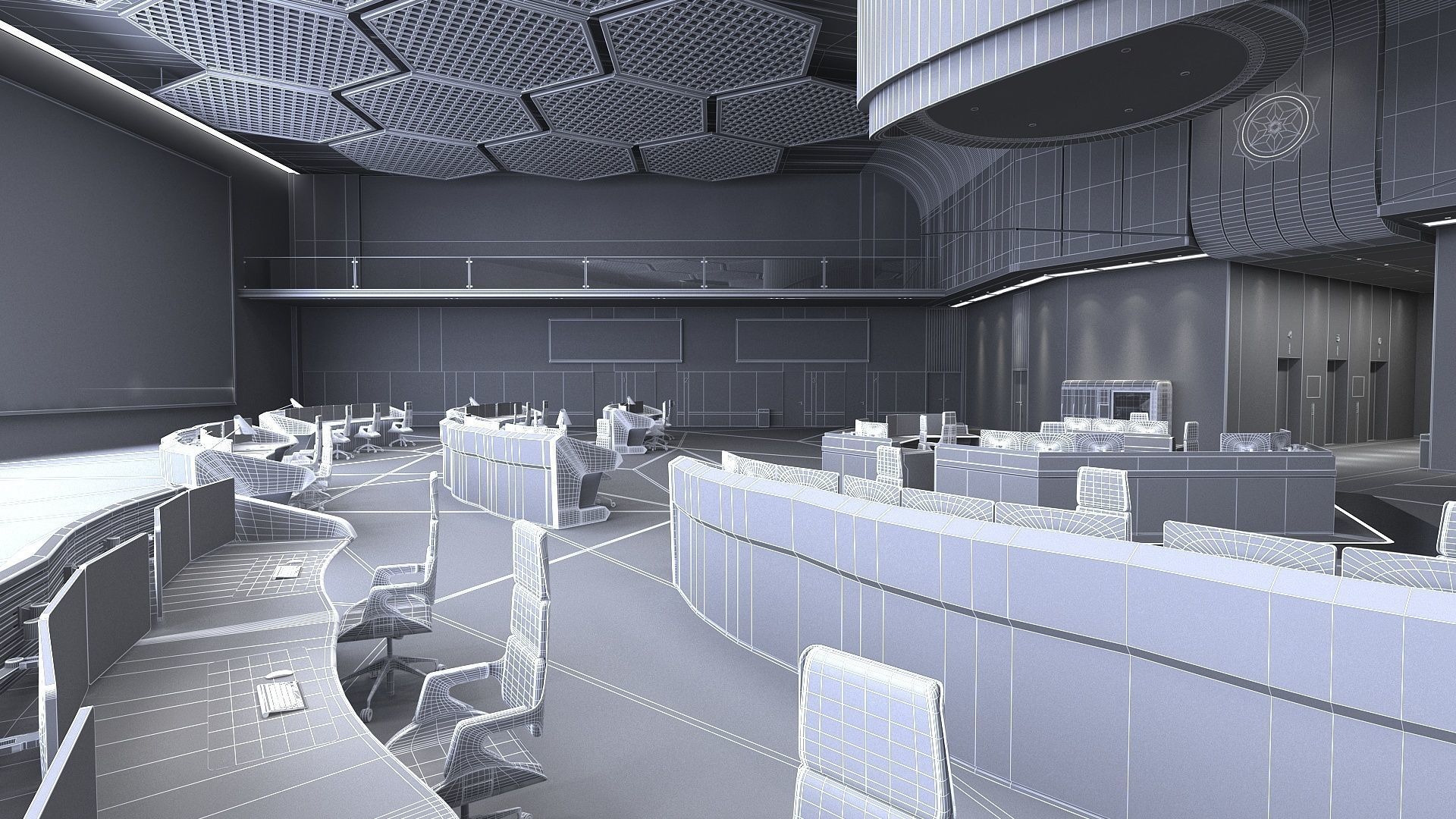 Monitoring room command center 3D model_16
