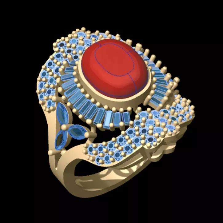 Marquise and Baguette Ring 3D print model_0