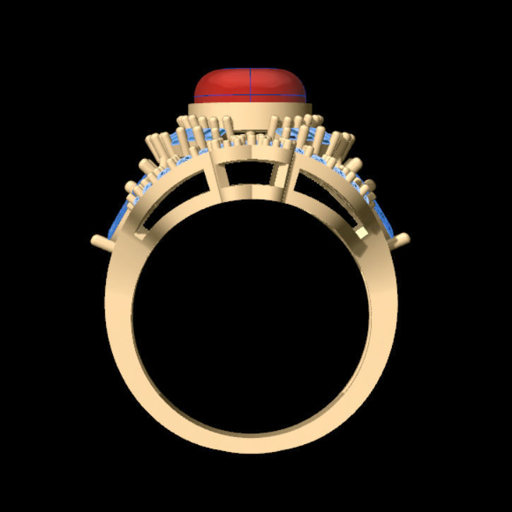 Marquise and Baguette Ring 3D print model_4