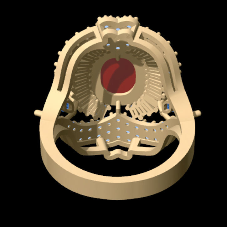Marquise and Baguette Ring 3D print model_8