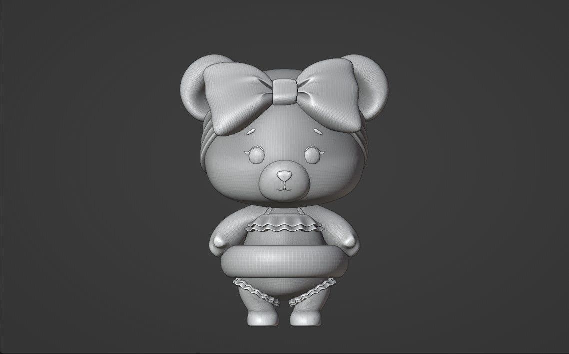 summer bear 3D print model_2