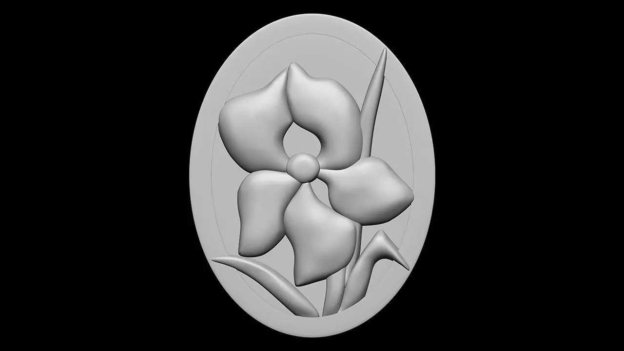 Iris Flower Bas-Relief Carving for CNC Router and 3D Printing 3D print model_0