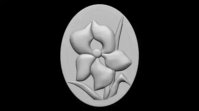 Iris Flower Bas-Relief Carving for CNC Router and 3D Printing