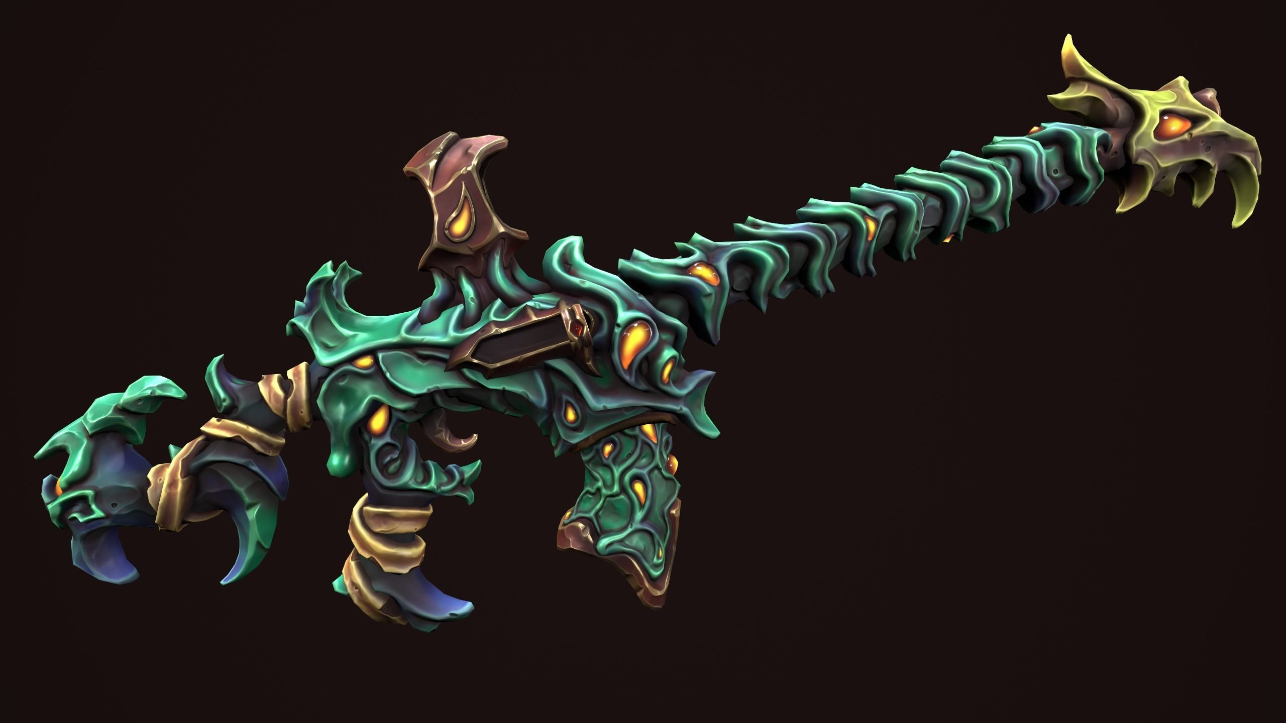 Undead assault rifle Low-poly 3D model_3