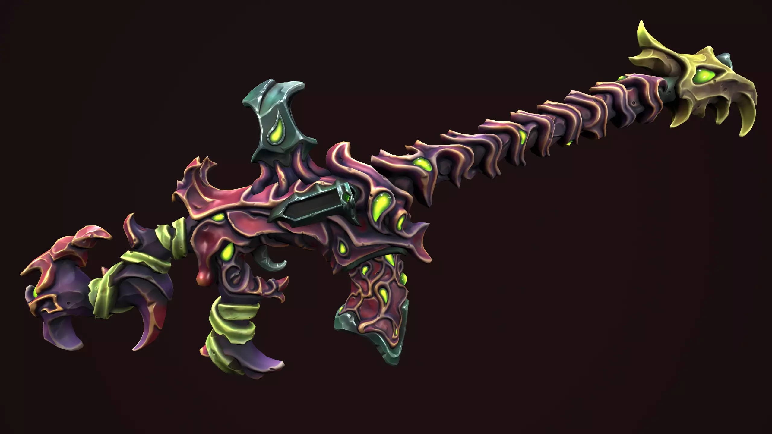 Undead assault rifle Low-poly 3D model_0