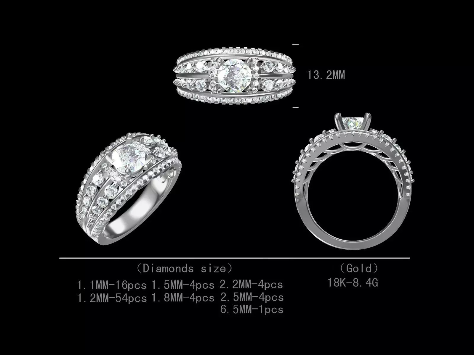 Bridal engagement diamond ring for women 3D model Free 3D print model