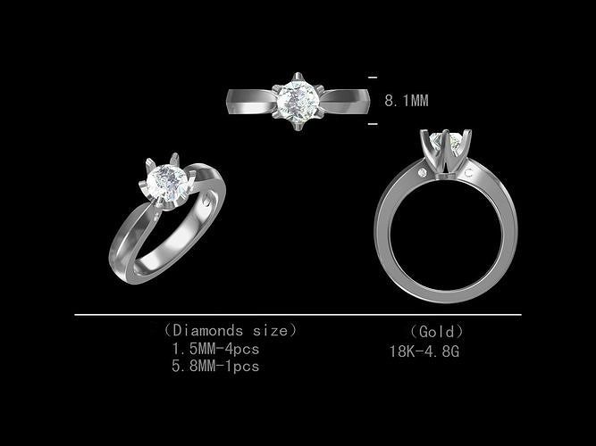 Beautiful single diamond engagement ring for women 3D model Free 3D print model