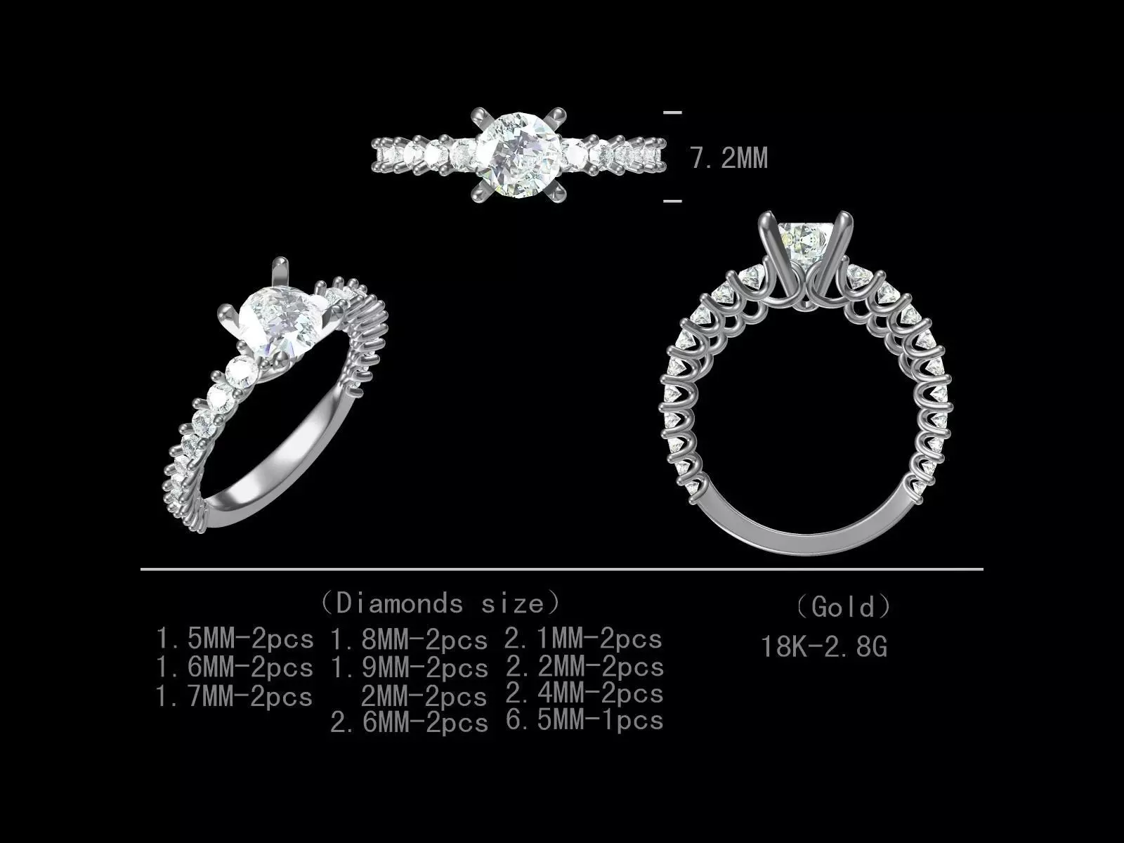 Beautiful diamond engagement ring for women 3D model Free 3D print model