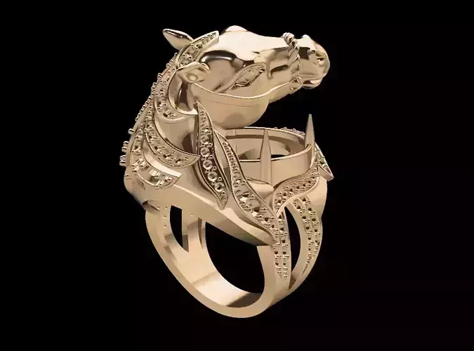 Horse ring diamonds gold