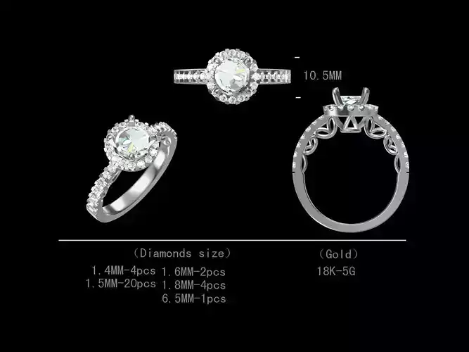 Stylish engagement diamond ring for women 3D model
