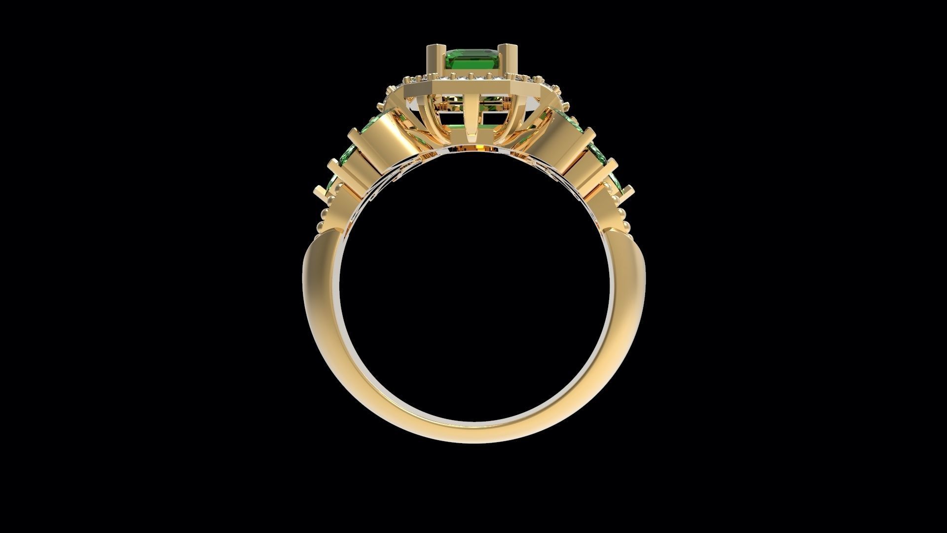 Marquise And Emerald Grape Ring 3D print model_2