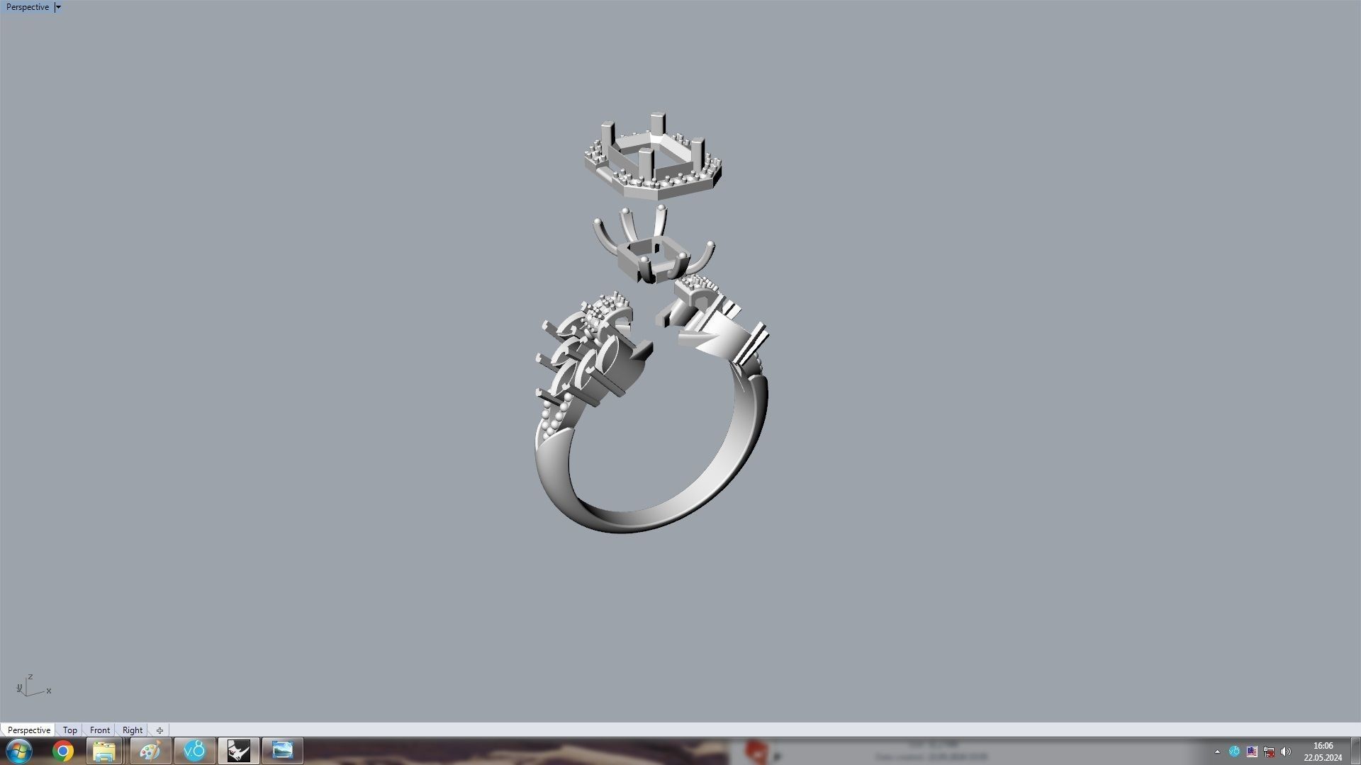 Marquise And Emerald Grape Ring 3D print model_9