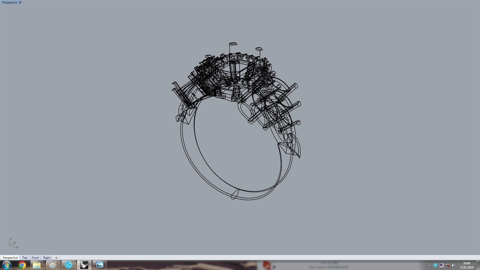 Marquise And Emerald Grape Ring 3D print model_8