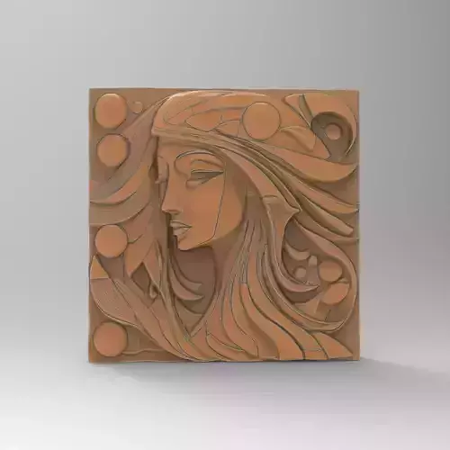 Women Boho Positive Wall Art Panel Sculpture Square Tile 3D print model