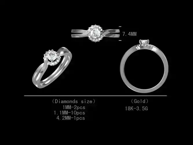  Beautiful design diamond engagement ring for women 3D model
