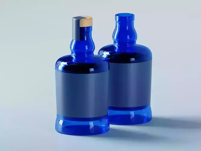 Blue Gin Bottle 3D Model