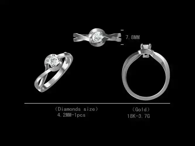Beautiful single diamond engagement ring for women 3D model
