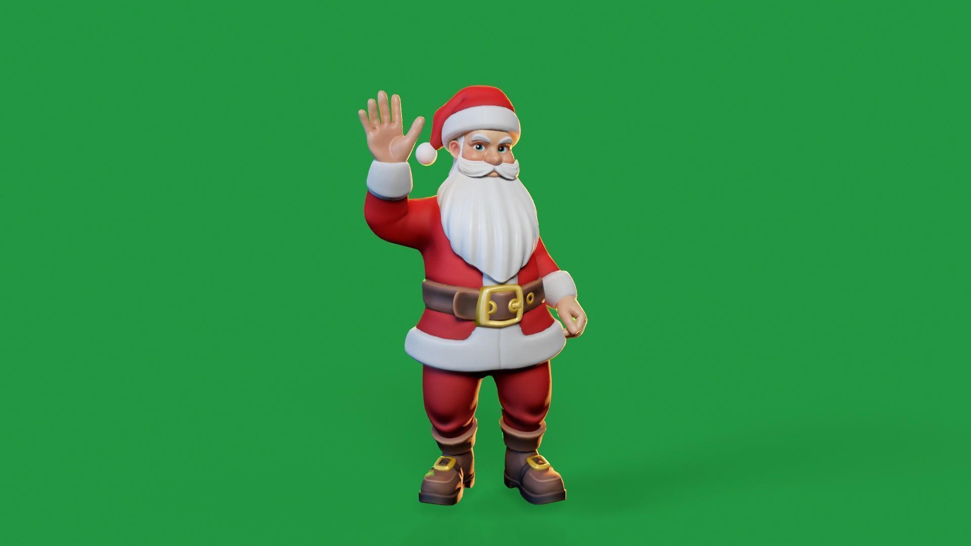 Santa Modular Cartoon Low-Poly Low-poly 3D model_9