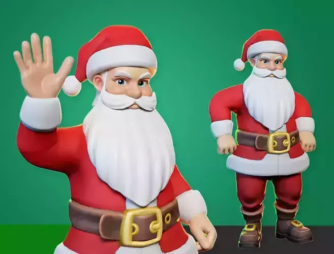 Santa Modular Cartoon Low-Poly Low-poly 3D model