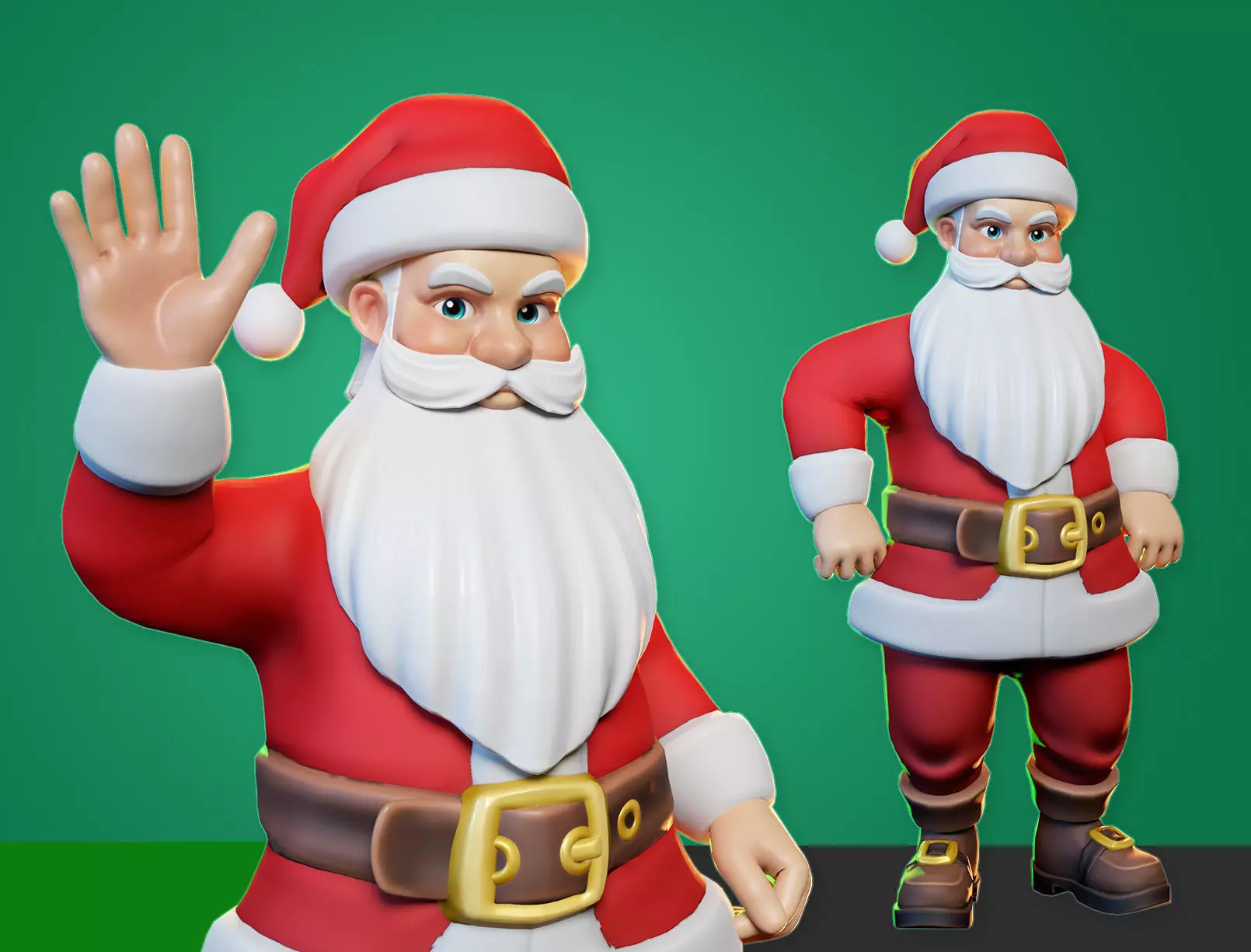 Santa Modular Cartoon Low-Poly Low-poly 3D model_0