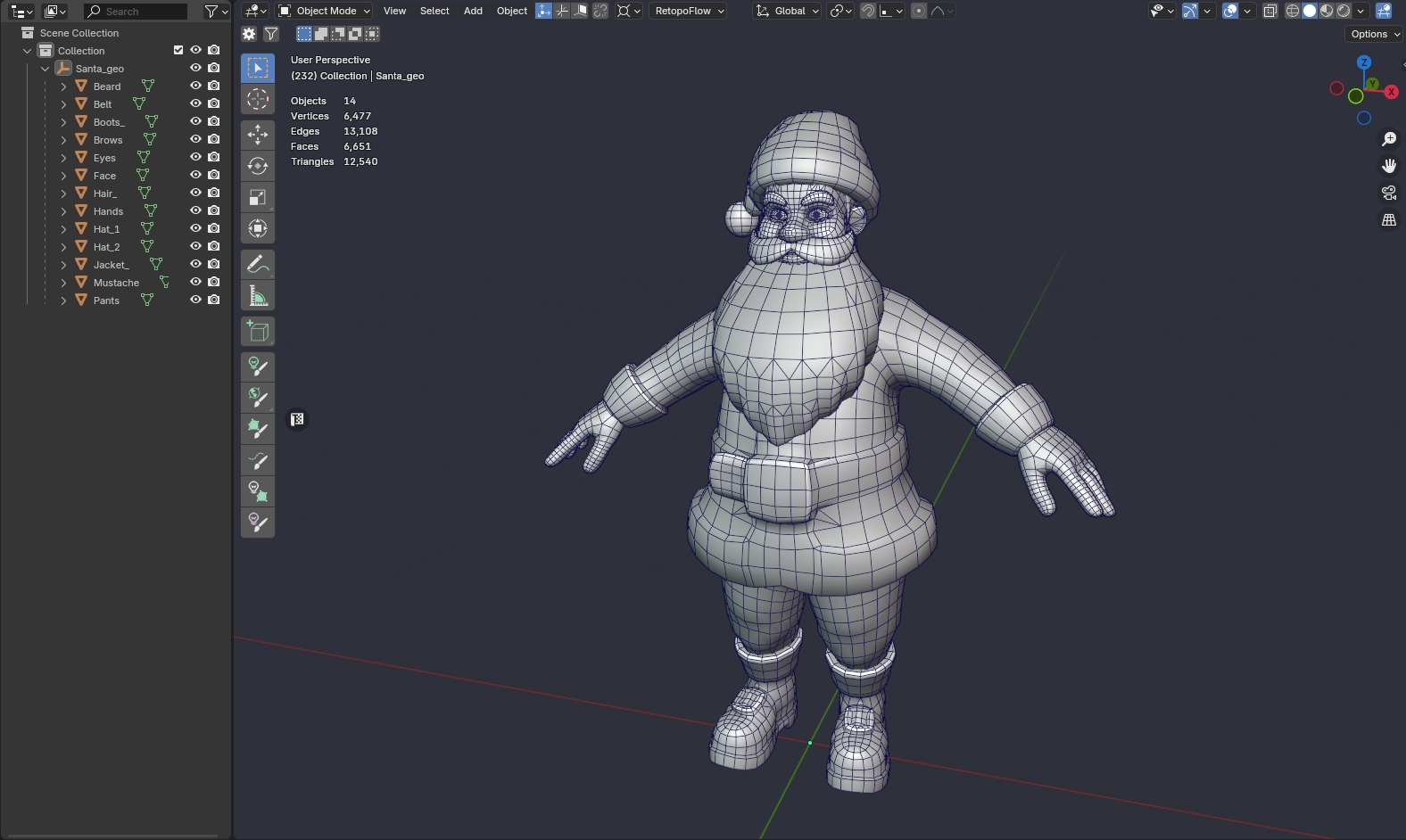 Santa Modular Cartoon Low-Poly Low-poly 3D model_8