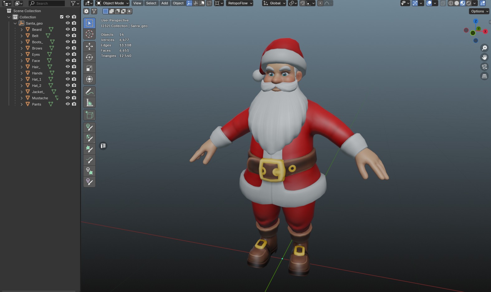 Santa Modular Cartoon Low-Poly Low-poly 3D model_7