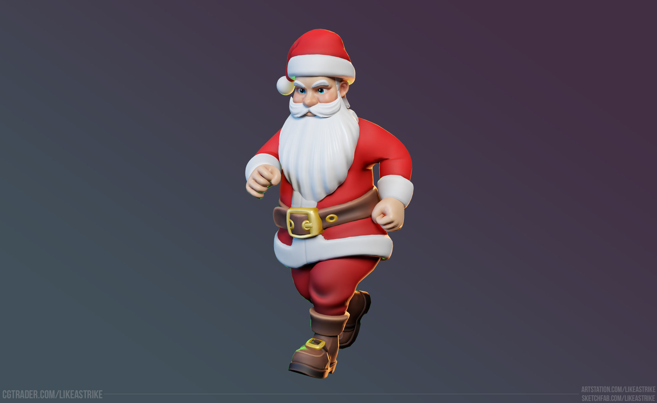 Santa Modular Cartoon Low-Poly Low-poly 3D model_4